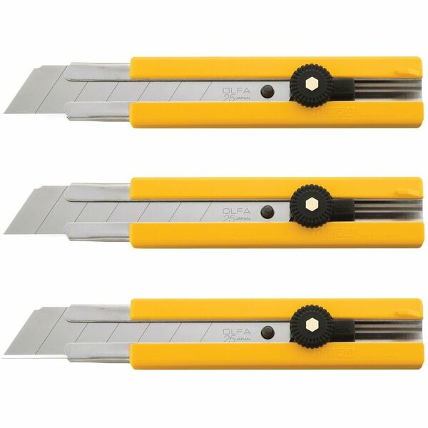 Olfa 25mm HB Silver Snap Blade - 5, 20 or 40 Pack - 1" (25.40 mm) Length - Long Lasting, Durable - Carbon Steel - Silver - 5 / Pack