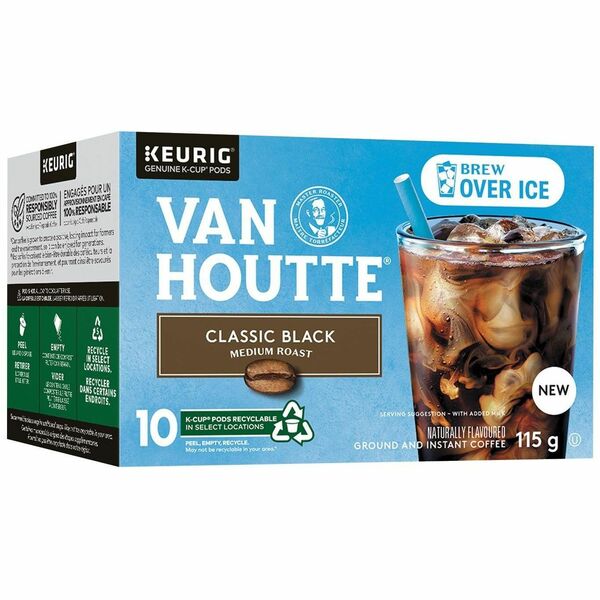 VAN HOUTTE K-Cup Brew Over Ice Classic Black Medium Roast - Compatible with Keurig K-Cup Brewer - Ice Coffee - Medium - 10 K-Cup - K-Cup - Classic Black - 10 / Box