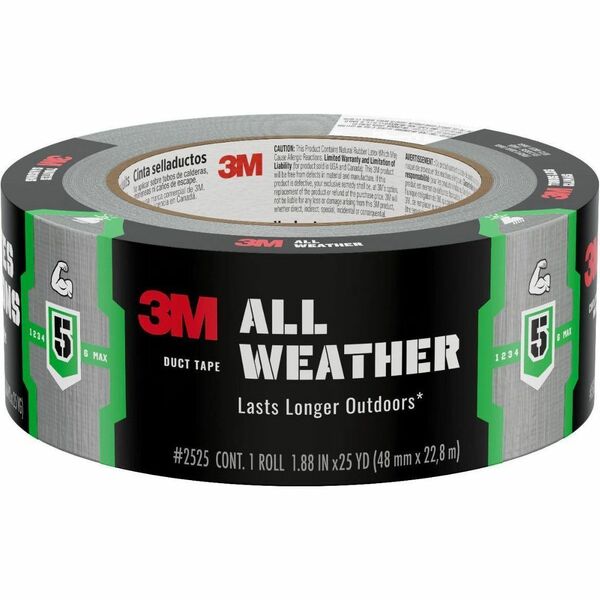 Scotch All Weather Duct Tape 2525 - 25 yd (22.9 m) Length x 1.88" (47.8 mm) Width - Orange - Paper Backing - Natural Rubber Adhesive - Temperature Resistant, Moisture Resistant, Weather Resistant, Dry Resistant, Peel Resistant, Crack Resistant, Heat Resis