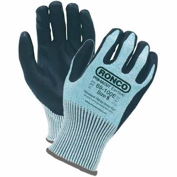 PrimaCut Earth 69-100E Work Gloves - Chemical, Oil, Dirt, Blade Cut, Abrasion Protection - Nitrile Foam Coating - 8 Size Number - Medium Size - Nitrile Foam - Black/Green - Abrasion Resistant, Cut Resistant, Tear Resistant, Puncture Resistant, Textured Gr