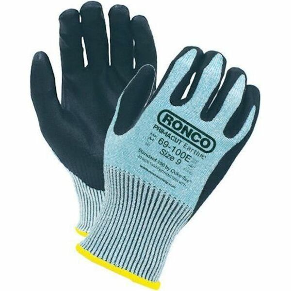 PrimaCut Earth 69-100E Work Gloves - Chemical, Oil, Dirt, Blade Cut, Abrasion Protection - Nitrile Foam Coating - 10 Size Number - X-Large Size - Nitrile Foam - Black/Green - Abrasion Resistant, Cut Resistant, Tear Resistant, Puncture Resistant, Textured