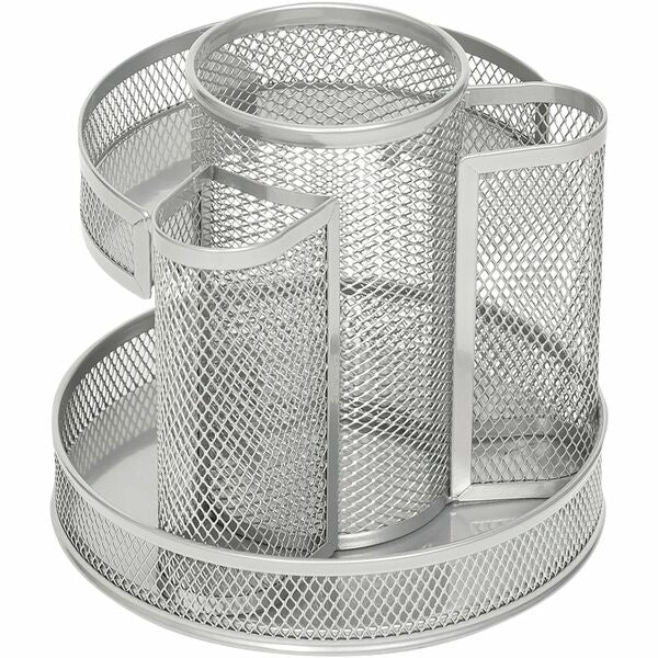 Merangue Desktop Accessories Holder - 6" (152.40 mm) Height x 6" (152.40 mm) Width x 6" (152.40 mm) Depth - Wire Mesh - Silver - 1 Each