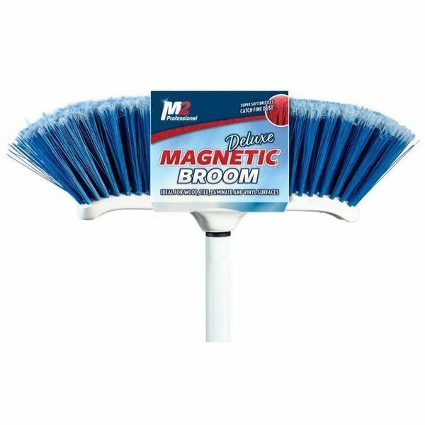 M2 Professional Venus Curved Magnetic Broom with 48" Metal Handle - Blue - Synthetic Fiber Bristle - Metal Handle - Blue - 1 Each