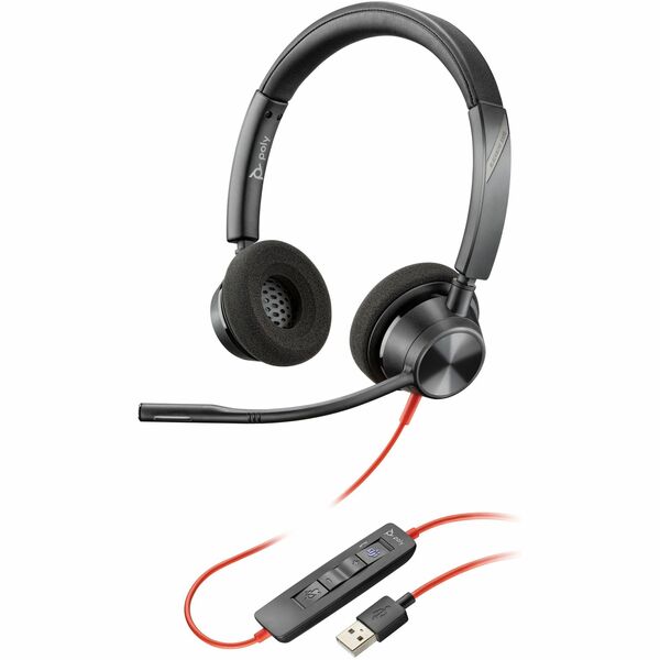Poly Blackwire 3320 Stereo Microsoft Teams Certified USB-C Headset +USB-C/A Adapter - Microsoft Teams Certification - Stereo - USB Type C - Wired - 20 Hz to 20 kHz - Over-the-head - Binaural - Circumaural - Omni-directional Microphone - Black