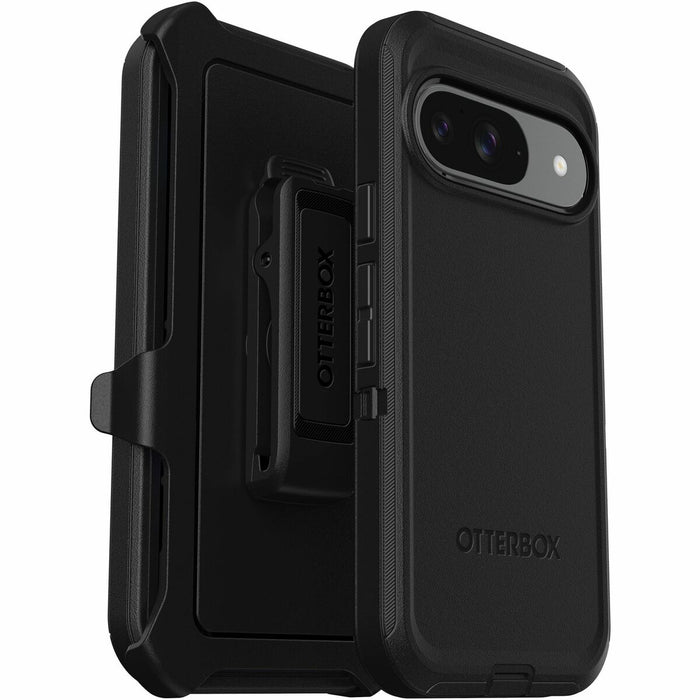 OtterBox Defender Rugged Carrying Case (Holster) Google Pixel 9 Pro, Pixel 9 Smartphone - Black - Drop Resistant, Scrape Resistant, Bump Resistant, Impact Absorbing, Dust Proof Port, Dirt Resistant Port - Belt Clip, Holster