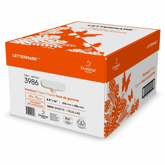 Domtar Lettermark Copy Paper - 96 Brightness - 90% Opacity - Legal - 8 1/2" (215.90 mm) x 14" (355.60 mm) - 20 lb (9071.85 g) Basis Weight - 75 g/m² Grammage - Sustainable Forestry Initiative (SFI) - ColorLok Technology, Printable, Jam-free, Acid-fre