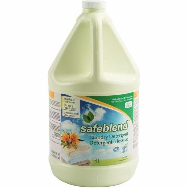 Safeblend Concentrated Laundry Detergent Floral Scent - For Laundry, Washing Machine, Fabric, Industry - Concentrate - Liquid - 4 L - 9 to 10 pH - Floral Fresh Scent - Phosphate-free, Non-toxic, Non-corrosive, Ammonia-free, Bleach-free, APE-free, NPE-free