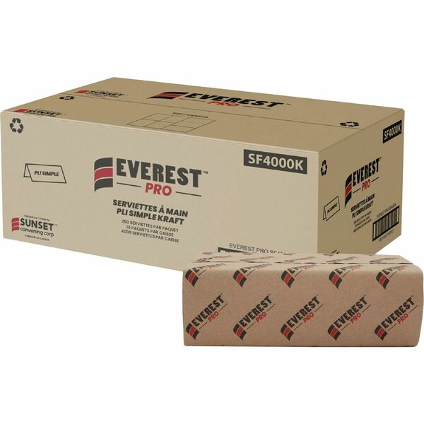 Everest Pro Paper Towel - Single Fold - Kraft - Paper - 250/Pack - 16 / Box