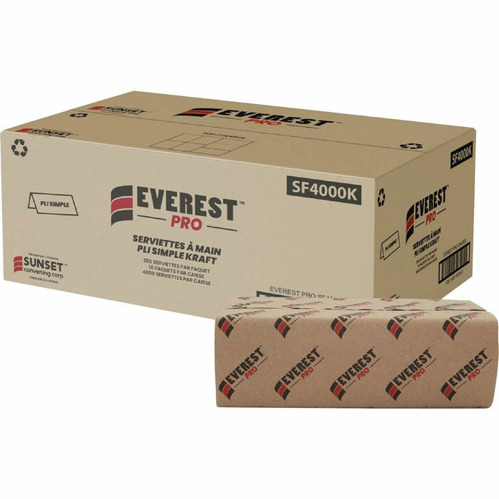 Everest Pro Paper Towel - Singlefold - Kraft - Paper - 250/Pack - 16 / Box