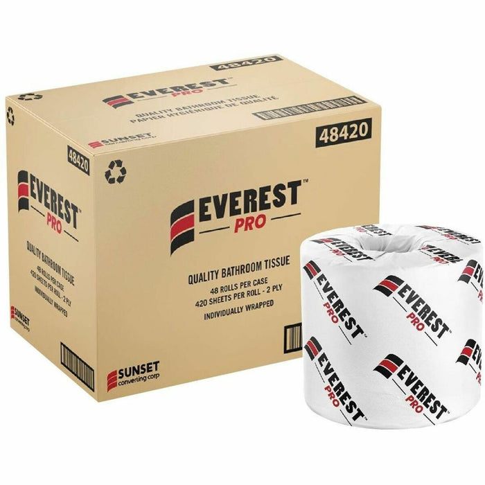 Everest Pro Bathroom Tissue - 2 Ply - 420 Sheets/Roll - Paper - 48 / Box