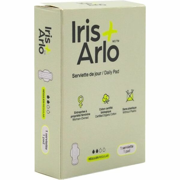 Iris + Arlo Bulk - 100% Organic Cotton Daily Pad Individual Box - 250 / Box - Hypoallergenic, Biodegradable, Water Proof, Fragrance-free, Chlorine-free