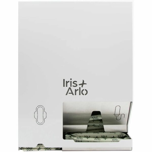 Iris + Arlo Wall-Mounted Steel Dispenser - 40 x Sanitary Napkin, 100 x Tampon - 13.78" (350 mm) Height x 3.86" (98 mm) Width x 7.87" (200 mm) Depth - Steel - Cream - Compact, Sturdy, Refillable - 1 Each