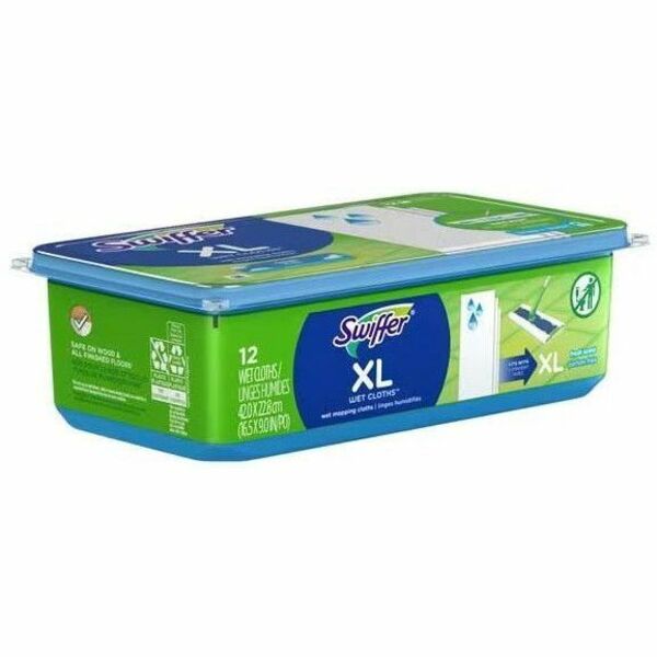 Swiffer Sweeper X Large Wet Mopping Pad Open Window Fresh Scent - X-Large - Textured, Pre-moistened, Scrubber Strip - 12 / Box