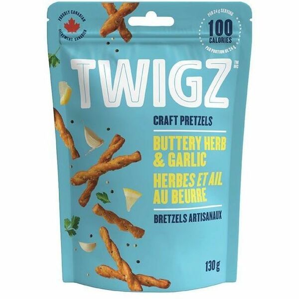 Twigz Buttery Herb & Garlic Craft Pretzels - Cholesterol-free, Trans Fat Free - Buttery Herb & Garlic - 4.59 oz (130 g) - 1 Each