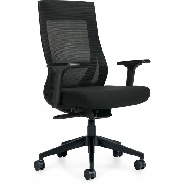 Zim High Back Weight Sensing Synchro-Tilter, Mesh Back and Uph Seat, Black/ Black - Offices to Go Zim High Back Weight Sensing Synchro-Tilter Office Chair - Black Mesh Back with Black Fabric Seat