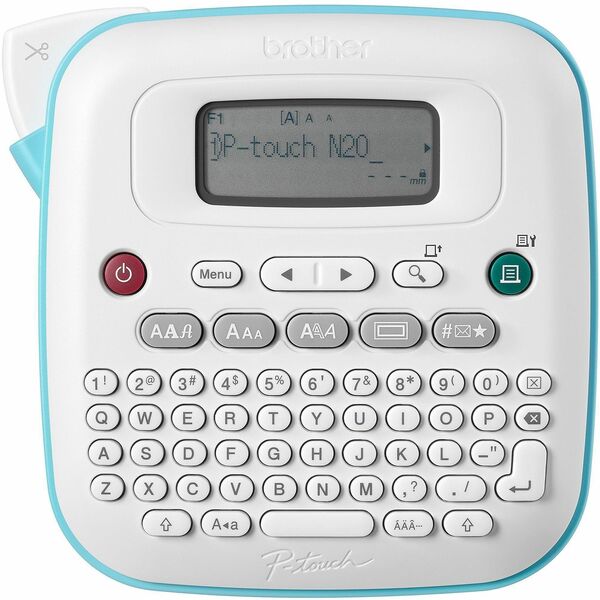 Brother P-touch PT-N20 - Thermal Transfer - 0.47 in/s (12 mm/s) Mono - 3 Fonts - 3 Font Size - 7 Text Style - 180 dpi - Label - 0.47" (11.94 mm) - Battery - 6 Batteries Supported - AAA - White, Teal - Desktop, Handheld - QWERTY, Manual Cutter, Auto Number