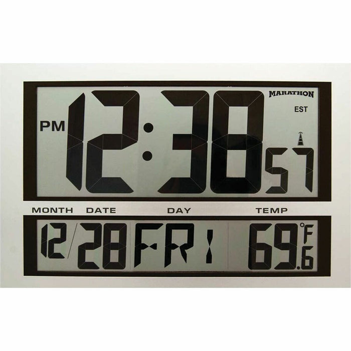Marathon Wall Clock - Digital - Silver Case