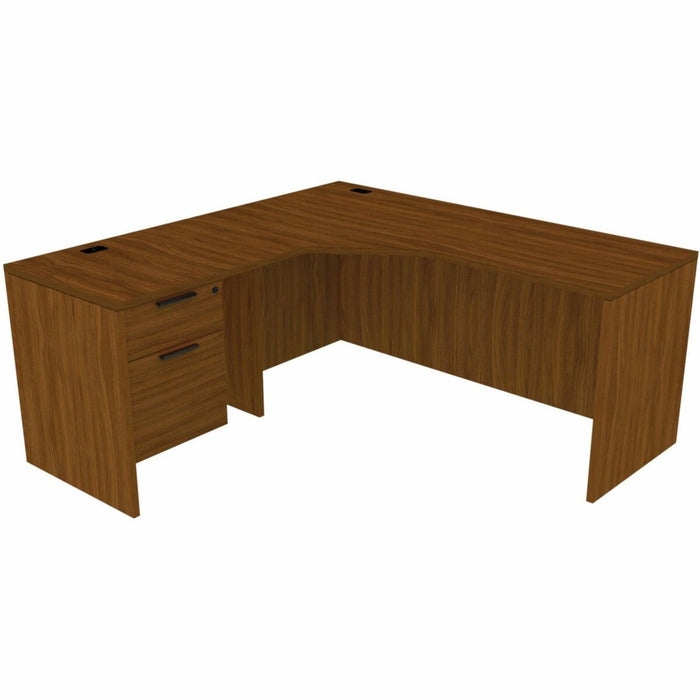 HDL Innovations Series L-Suite Workstation - L-shaped - 1" (25.40 mm) Thickness Top, 29" (736.60 mm) Height x 66" (1676.40 mm) Width x 66" (1676.40 mm) Depth - Single Pedestal - Band Edge - Finish: Black Walnut - Durable, Edge Banding, Handle - For Commer