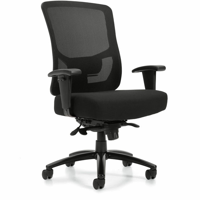 Raven 400 High Back Heavy Duty Synchro-Tilter, Mesh Back and Uph Seat, Black/Black - Offices to Go Raven 400 High Back Heavy Duty Synchro-Tilter Office Chair - Black Mesh Back with Black Fabric Seat