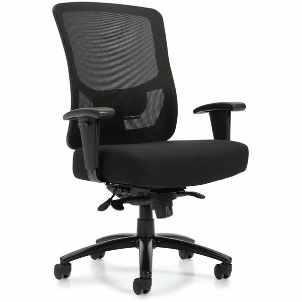 Offices To Go Raven 400 | High Back Heavy Duty Synchro-Tilter - Black Seat Color - Woven Fabric, Mesh Seat Material - Black Back Color - Mesh Back Material - High Back - 5-star Base - Armrest - 1 Each
