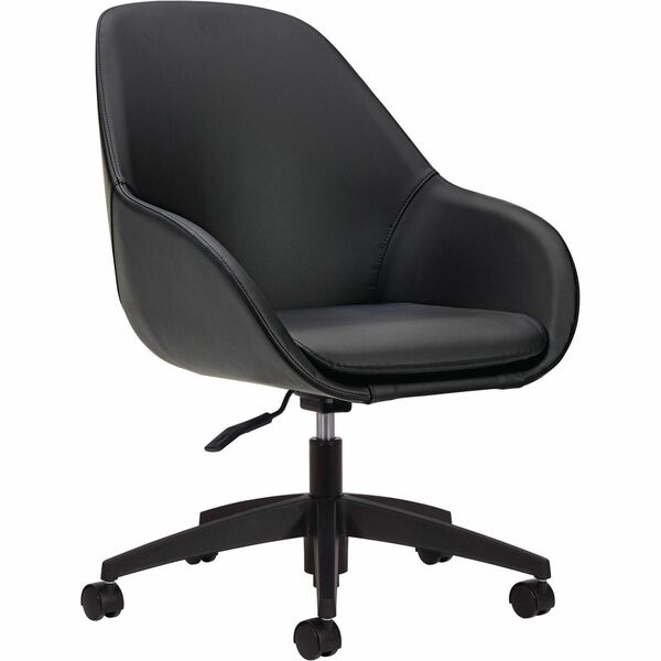 Offices To Go Arlo | Lounge Swivel Task Chair - 5-star Base - Black - Luxhide, Leather - Armrest - 1 Each