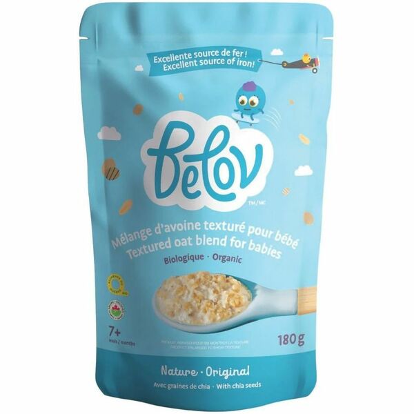 Belov Cereal Textured Oat Blend For Babies- Organic Original - 6.35 oz (180 g) - 7+ Months - Organic - Unsalted, No Artificial Flavor, Dairy-free, Preservative-free - 6 / Box