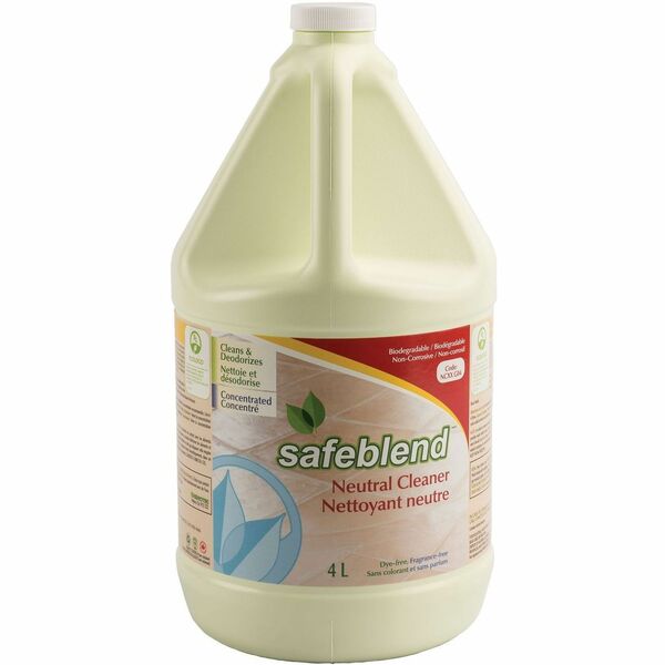 Safeblend Neutral Cleaner Fragrance Free, 4L - For Floor, Industry, Washable Surface, Hard Surface - Concentrate - Liquid - 4 L - 6.5 to 7.5 pH - Fragrance-free, pH Neutral, Deodorize, Film-free, Residue-free, Rinse-free, Non-toxic, APE-free, NPE-free, NT