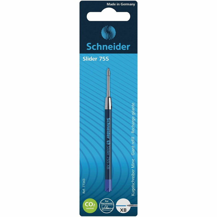 Schneider Slider 755 Rollerball Pen Refill - Extra Broad Point - Blue Ink - 1 Each
