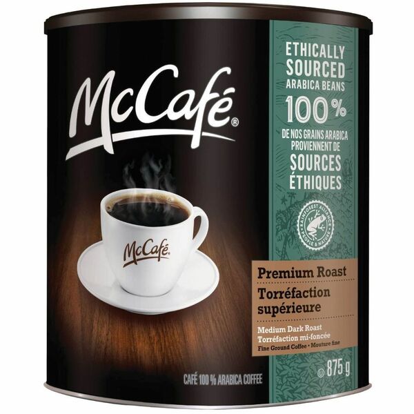 McCafe Ground Premium Medium Dark Roast Ground Coffee Can 875g - Compatible with Keurig Brewer - Medium/Dark - 30.9 oz (875 g) - Ground - Premium Roast, Arabica - 1 Each