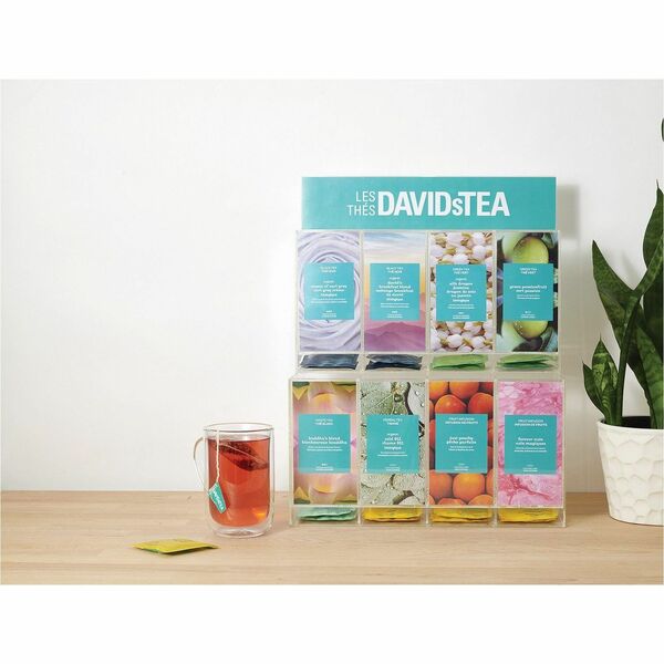 DAVIDsTEA Sachet Acrylic Countertop Display - 8 x Tea Bag - 18.9" (480.06 mm) Height x 7.8" (198.12 mm) Width x 14.9" (378.46 mm) Depth - Transparent - Acrylic - 1 Each