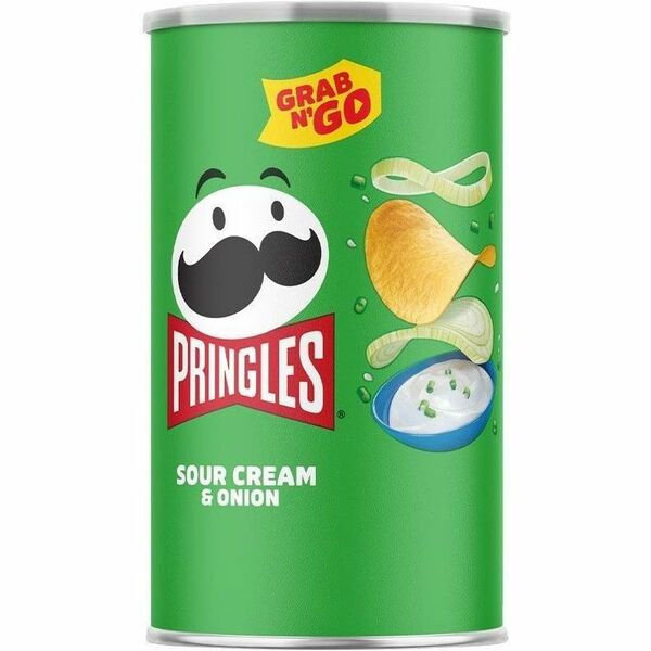 Pringles Grab & Go Sour Cream & Onion Crisps - Sour Cream & Onion - 1 Serving Can - 1.38 oz (39 g) - 12 Box