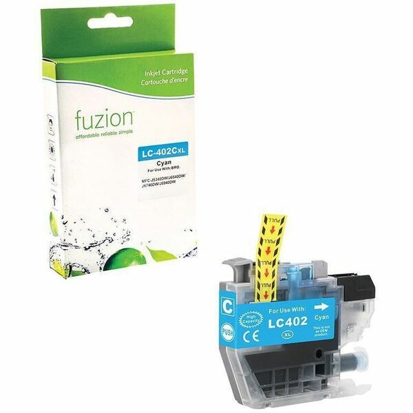 fuzion High Yield Inkjet Ink Cartridge - Alternative for Brother LC402XLC - Cyan - 1 Each - 1500 Page