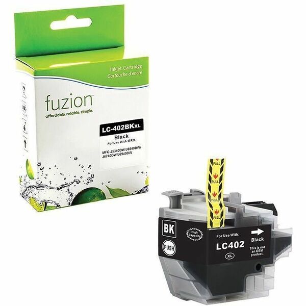 fuzion High Yield Inkjet Ink Cartridge - Alternative for Brother LC402XLK - Black - 1 Each - 3000 Page