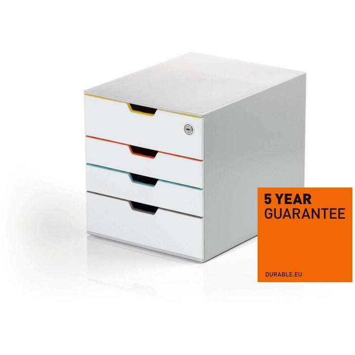 VARICOLOR&reg; MIX SAFE 4 DRAWER UNIT with top lockable draw which keeps important and confidential documents locked away and helps support GDPR. - 4 Drawer(s) - 11" (279.40 mm) Height x 11.5" (292.10 mm) Width x 14" (355.60 mm) Depth - Stackable - Lockab