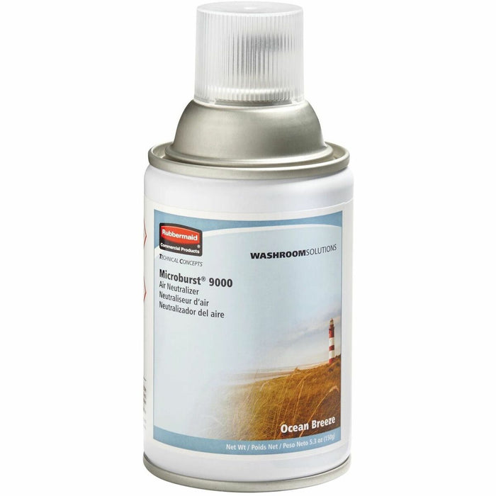 Rubbermaid Commercial Microburst 9000 Refill Ocean Breeze - Aerosol - 5.30 oz (150.25 g) - Ocean Breeze - 180 Day - Odor Neutralizer, Long Lasting - 4 / Box