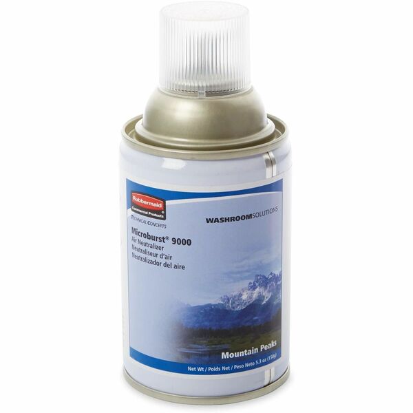 Rubbermaid Commercial Microburst 9000 Refill Mountain Peaks - Aerosol - 5.30 oz (150.25 g) - Mountain Peaks - 180 Day - Odor Neutralizer, Long Lasting - 4 / Box
