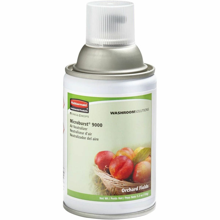 Rubbermaid Commercial Microburst 9000 Refill Orchard Fields - Aerosol - 5.30 oz (150.25 g) - Orchard Fields - 180 Day - Odor Neutralizer, Long Lasting - 4 / Box