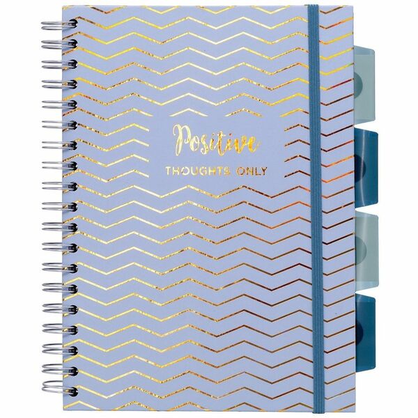 Pukka Pads Haze Notebook - 100 Sheets - 200 Pages - Twin Wirebound - 80 g/m² Grammage - Clear Poly, Blue Cardboard Cover - Repositionable Divider, Storage Pocket, Twin Wire - 1 Each
