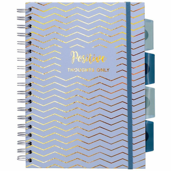 Pukka Pads Haze Notebook - 100 Sheets - 200 Pages - Twin Wirebound - 80 g/m² Grammage - Clear Poly, Blue Cardboard Cover - Repositionable Divider, Storage Pocket, Twin Wire - 1 Each