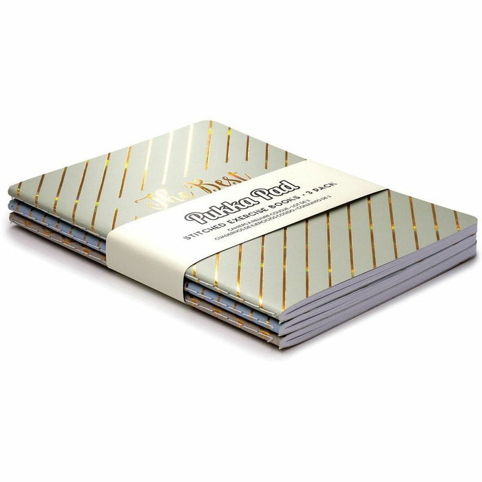 Pukka Pads Haze Notebook - 80 Pages - 80 g/m² Grammage - Blue Cardboard, Green, Taupe Cover - Rounded Corner - 3 Pack