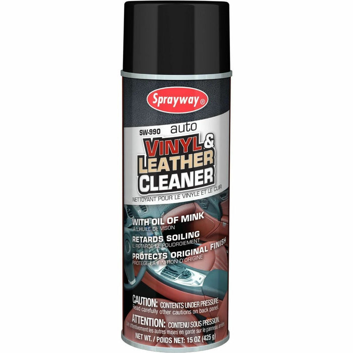 Sprayway Leather Cleaner - For Leather, Vinyl, Automotive, Furniture, Multipurpose - 14.99 oz (425 g) - Recommended For: Stain Remover, Smudge Remover, Fingerprint Remover, Salt Remover, Dirt Remover - 1 Each