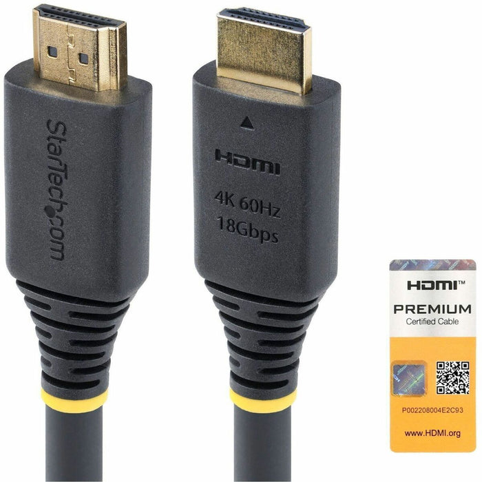 StarTech.com 20ft (6m) Premium Certified High Speed HDMI Cable, 4K 60Hz/1440p 144Hz, 18Gbps, UHD HDMI 2.0 Cord, TPE Jacket - Premium Certified High Speed HDMI Cable supports 4K60Hz w/HDR10/HDCP 2.2/ARC; Connector markings for quick visual identification;