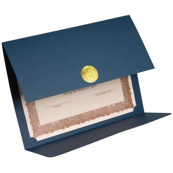 St. James&reg; 83534 Letter Recycled Certificate Holder - 8 1/2" (215.90 mm) x 11" (279.40 mm) - Linen - Navy Blue - 30% Recycled - 5 / Pack