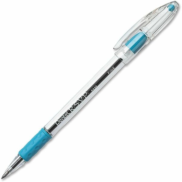 Pentel R.S.V.P. Ballpoint Stick Pens - 0.7 mm (0.03") Fine Pen Point - Refillable - Sky Blue Ink - Clear Barrel - Stainless Steel Tip - 1 Each