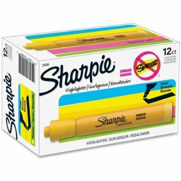 Sharpie SmearGuard Tank Style Highlighters - Broad Chisel Marker Point - Yellow Ink - Yellow Barrel - 1 Each