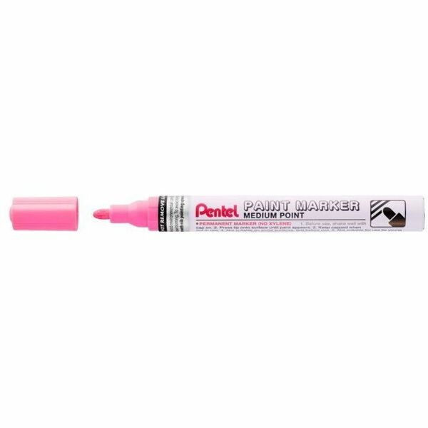 Pentel Medium Point Bullet Tip - Pink Ink - Medium Bullet Marker Point - Pink Ink - Oil Based, Pigment-based - Metal Barrel - 1 Each