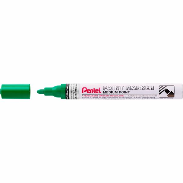 Pentel Medium Point Bullet Tip - Green Ink - Medium Bullet Marker Point - Green Ink - Oil Based, Pigment-based - Metal Barrel - 1 Each