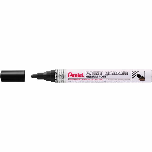 Pentel Medium Point Bullet Tip - Black Ink - Medium Bullet Marker Point - Black Ink - Oil Based, Pigment-based - Metal Barrel - 1 Each