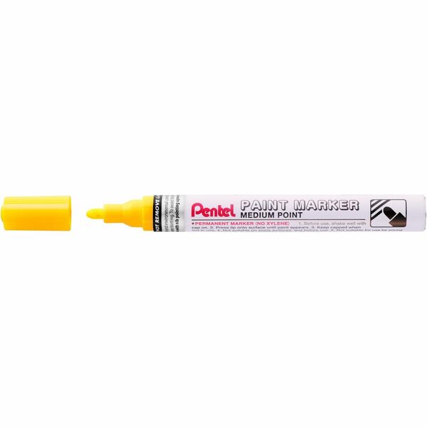 Pentel Medium Point Bullet Tip - Black Ink - Medium Bullet Marker Point - Yellow Ink - Oil Based, Pigment-based - Metal Barrel - 1 Each