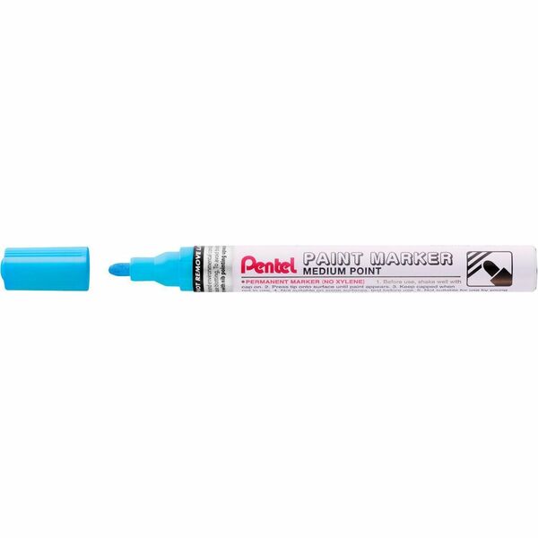 Pentel Paint Marker, Medium Point - Light Blue - Medium Bullet Marker Point - Light Blue Ink - Oil Based, Pigment-based - Metal Barrel - 1 Each